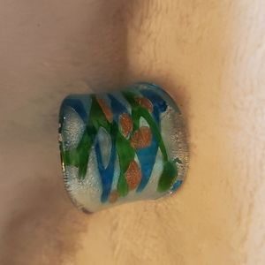 NWOT Murano blue, green, silver, and gold ring 💍